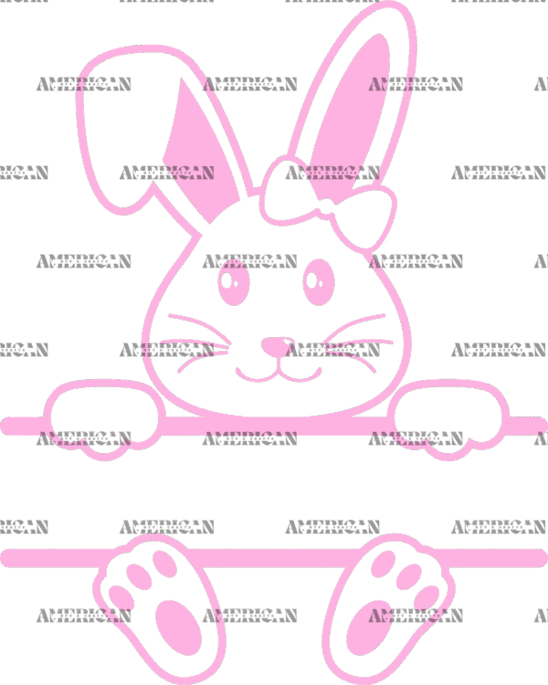 Easter Bunny Name Frame Pink-5 DTF Transfer