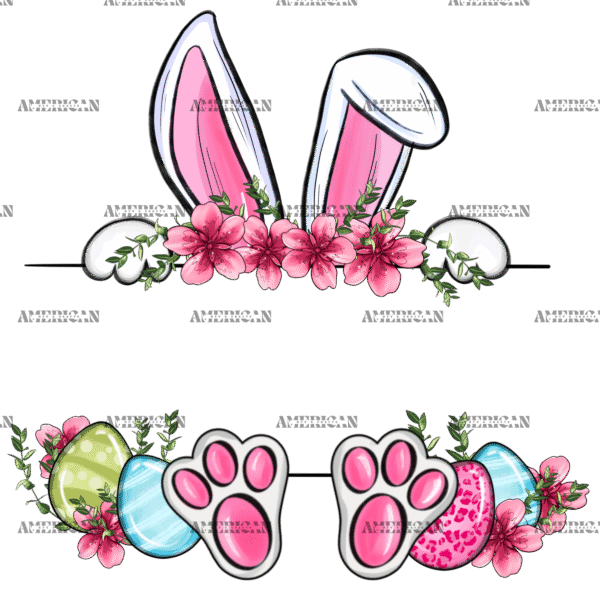 Easter Bunny Name Frame Pink DTF Transfer