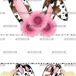 Easter Bunny Name Frame Pink Cowhide DTF Transfer