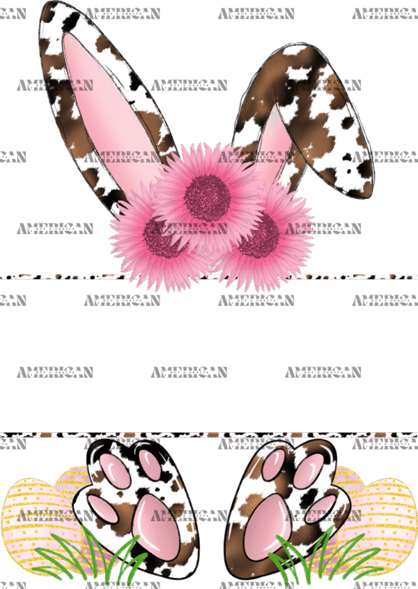 Easter Bunny Name Frame Pink Cowhide DTF Transfer
