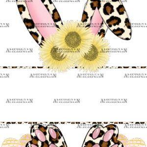 Easter Bunny Name Frame Pink Leopard DTF Transfer