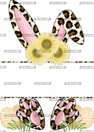 Easter Bunny Name Frame Pink Leopard DTF Transfer