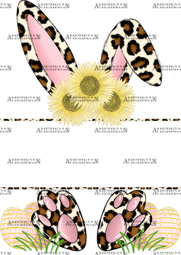 Easter Bunny Name Frame Pink Leopard DTF Transfer