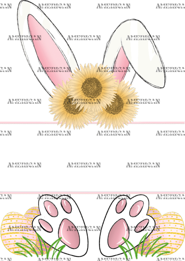 Easter Bunny Name Frame Pink Sunflower DTF Transfer