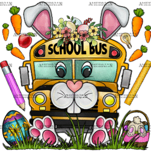 Easter School Bus DTF Transfer