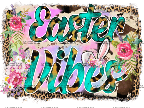 Easter Vibes Leopard Frame DTF Transfer