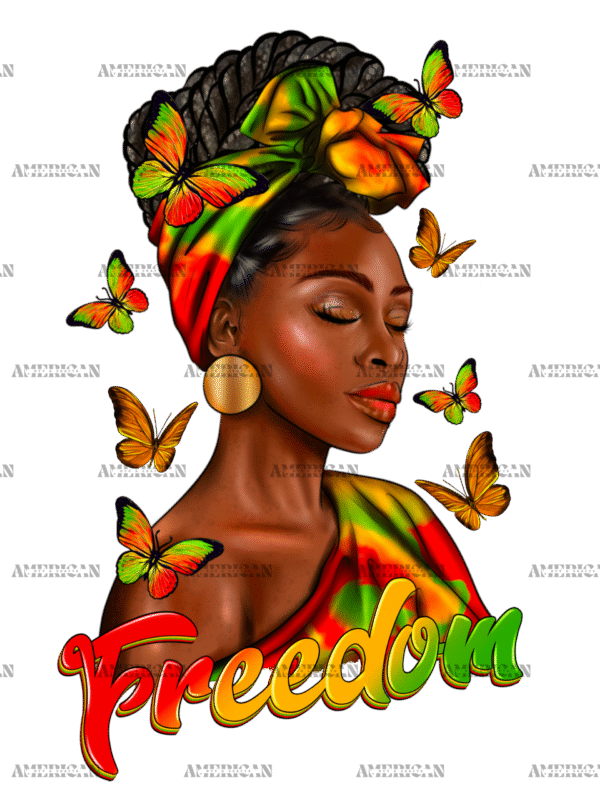 Freedom Afro Woman Juneteenth DTF Transfer