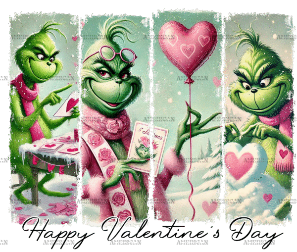 Grinch Valentine DTF Transfer