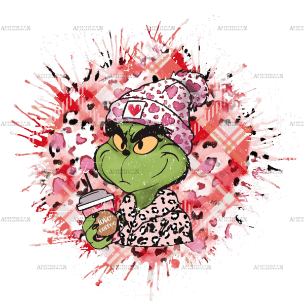 Grinchy Love Coffee Leopard DTF Transfer