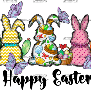 Happy Easter Back Bunnies DTF Transfer