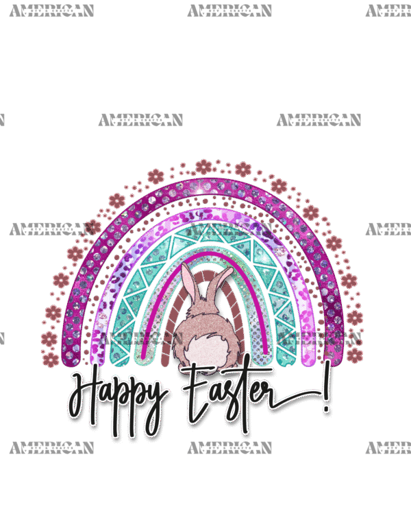 Happy Easter Bunny Rainbow DTF Transfer