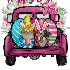 Happy Easter Day Pink Truck DTF Transfer