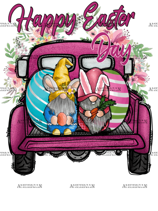 Happy Easter Day Pink Truck DTF Transfer