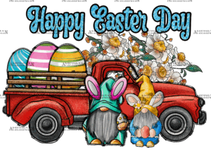 Happy Easter Day Red Truck DTF Transfer