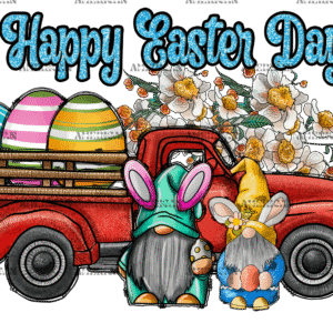Happy Easter Day Red Truck DTF Transfer