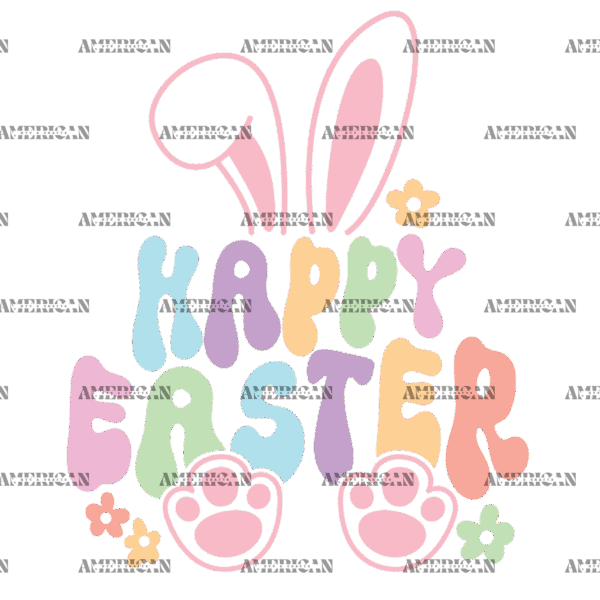 Happy Easter Groovy DTF Transfer