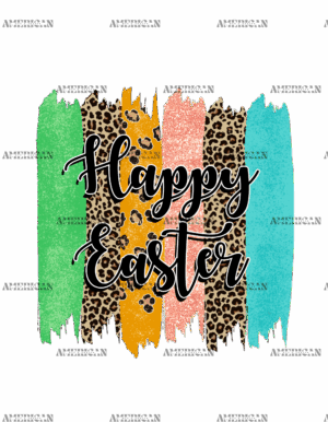 Happy Easter Leopard Paint DTF Transfer
