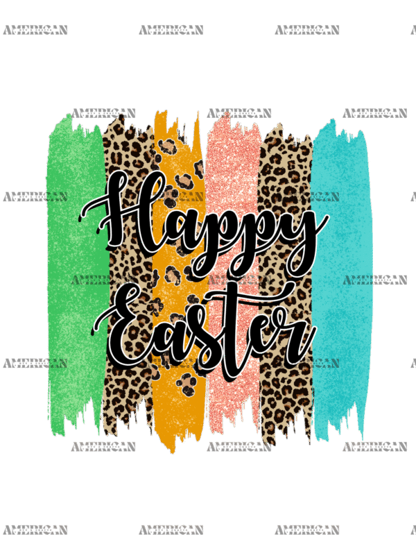 Happy Easter Leopard Paint DTF Transfer