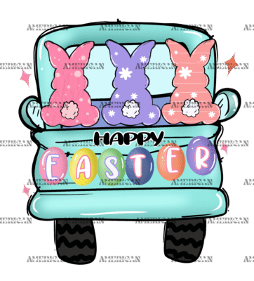 Happy Easter Truck-2 DTF Transfer