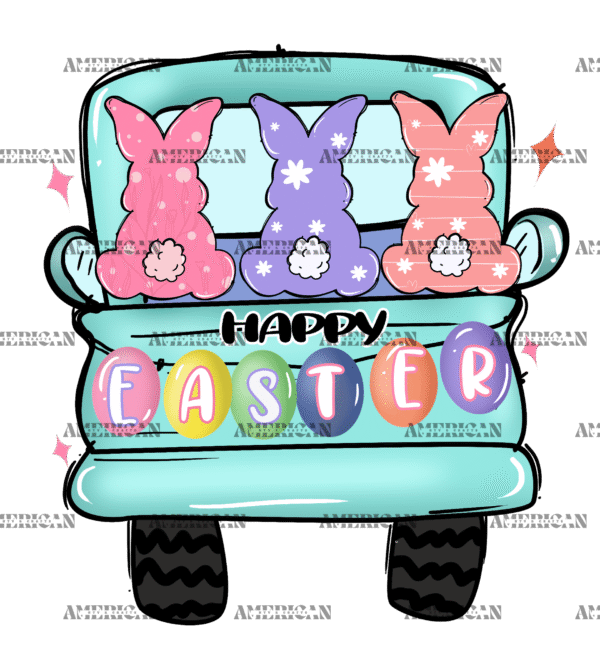 Happy Easter Truck-2 DTF Transfer