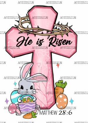 He Is Risen Bunny DTF Transfer