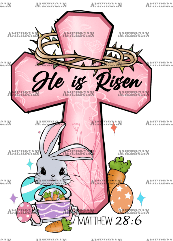 He Is Risen Bunny DTF Transfer