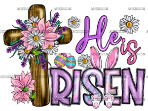 He Is Risen Cross Flower DTF Transfer