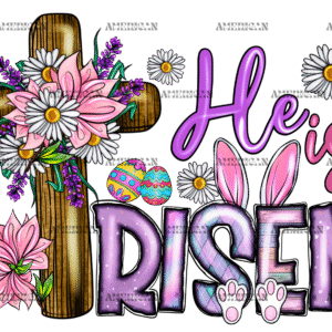 He Is Risen Cross Flower DTF Transfer