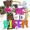 He Is Risen Cross Leopard DTF Transfer