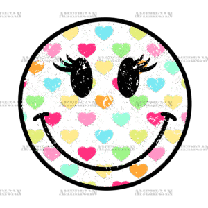Hearts Smiley With Lashes-1 DTF Transfer