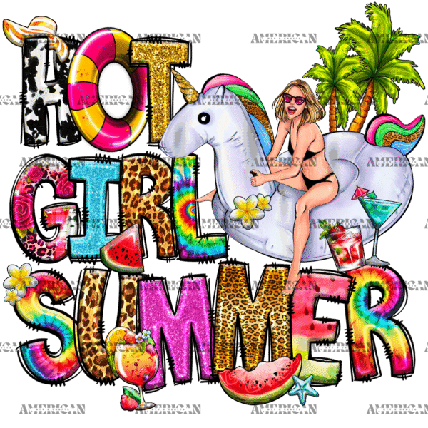 Hot Girl Summer Unicorn DTF Transfer