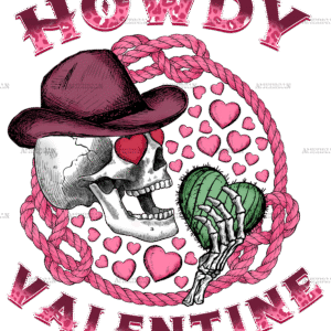 Howdy Valentine Cactus Skull DTF Transfer