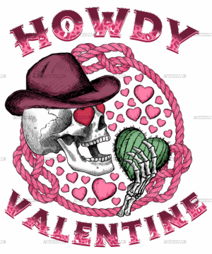 Howdy Valentine Cactus Skull DTF Transfer