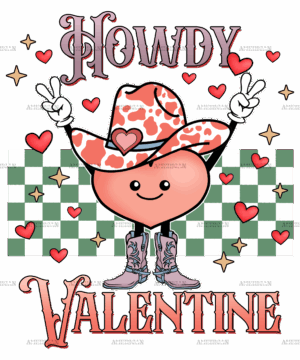 Howdy Valentine Checkered Love DTF Transfer