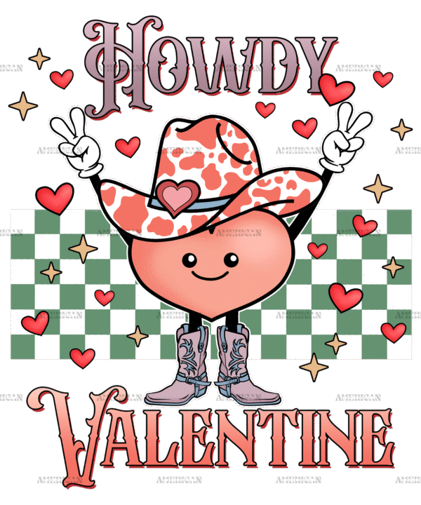 Howdy Valentine Checkered Love DTF Transfer