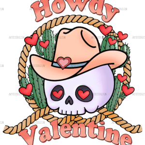 Howdy Valentine Skull DTF Transfer