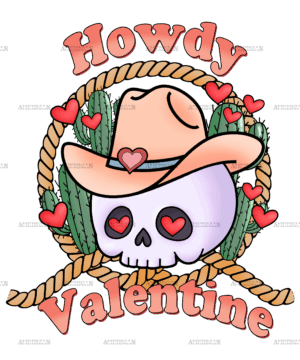 Howdy Valentine Skull DTF Transfer