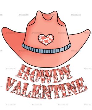 Howdy Valentine Western Hat DTF Transfer