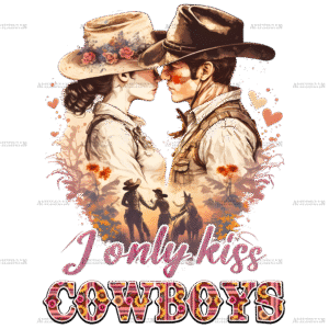 I Only Kiss Cowboys Western Valentine DTF Transfer