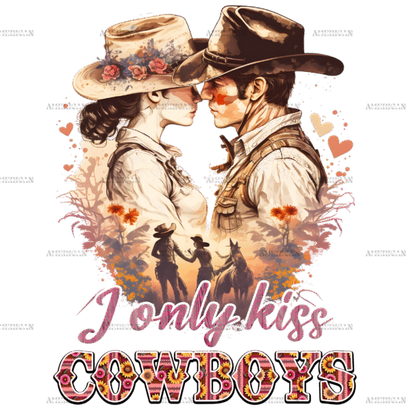 I Only Kiss Cowboys Western Valentine DTF Transfer