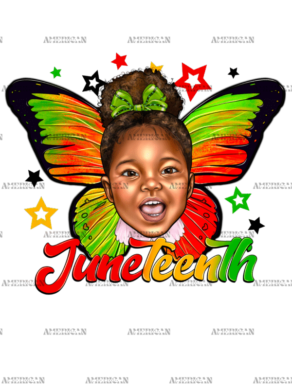 Juneteenth Afro Girl Butterfly-1 DTF Transfer