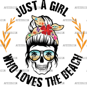 Just A Girl Who Loves The Beach Skull DTF Transfer