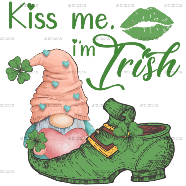 Kiss Me I'm Irish Gnome DTF Transfer