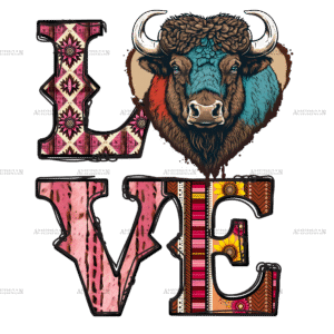 Love Bison Western Valentine DTF Transfer