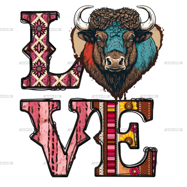 Love Bison Western Valentine DTF Transfer