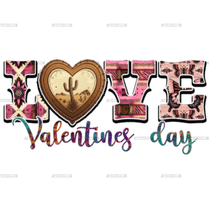 Love Valentines Day Western DTF Transfer