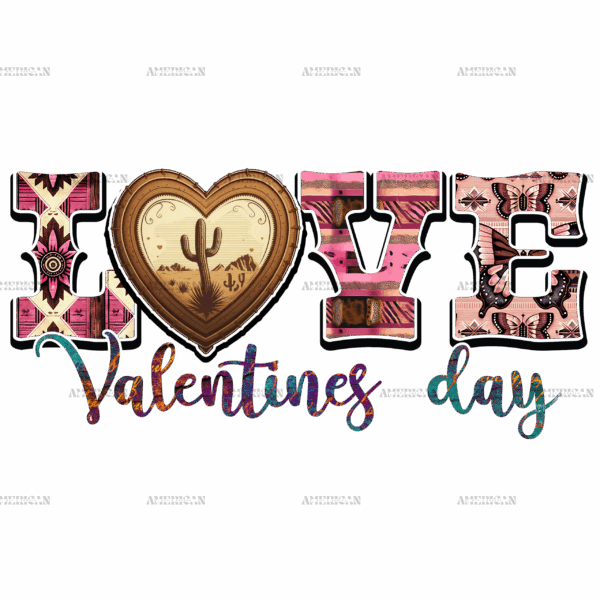 Love Valentines Day Western DTF Transfer