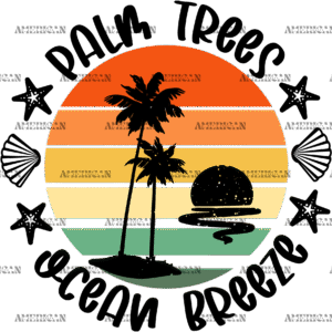 Palm Trees Ocean Breeze DTF Transfer