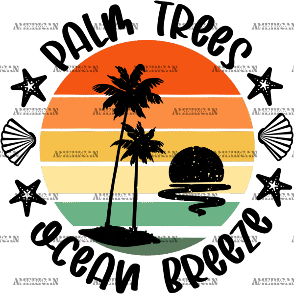 Palm Trees Ocean Breeze DTF Transfer