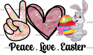 Peace Love Easter Pink Heart DTF Transfer